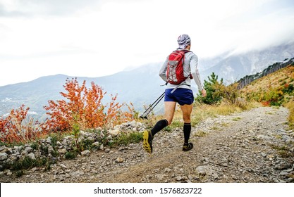 Back Male Runner Run Ultra Trail Marathon