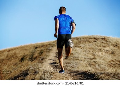 Back Man Runner Run Uphill Trail