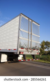 Back Of The Moving Semi Truck