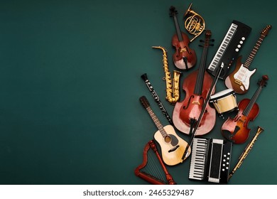 Back to music school. Assortment of Musical Instruments - Powered by Shutterstock