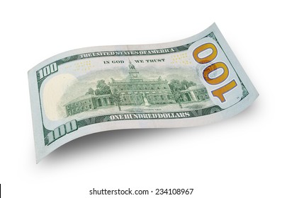 Back Of New One Hundred Dollar Bill Isolated On White