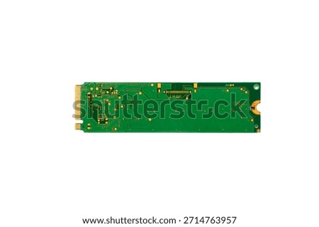 Back of NVMe M.2 Solid State Drive (SSD) isolated on white background