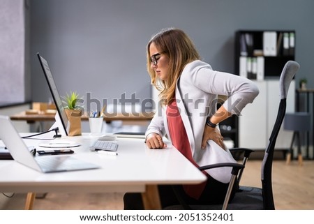 Back Pain Bad Posture Woman Sitting In Office