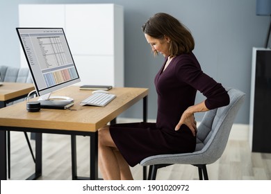 Back Pain At Work. Bad Computer Posture