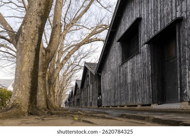 A back passage of the old rice warehouse called Sankyo Soko in Sakata City