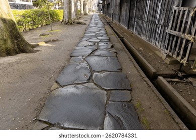 A back passage of the old rice warehouse called Sankyo Soko in Sakata City