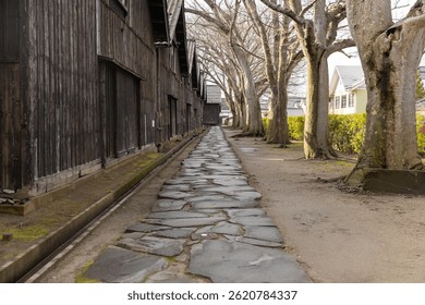 A back passage of the old rice warehouse called Sankyo Soko in Sakata City