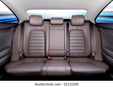 Back passenger seats in modern sport car, frontal view