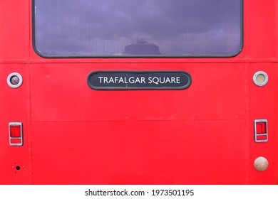 Back Of A Red London Bus With Taillights