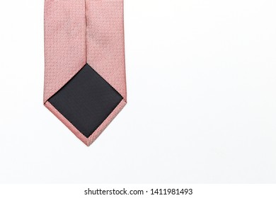 Back of red pattern necktie isolate on white background, business and men fashion background