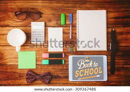 back to school against a differents objetcs for working