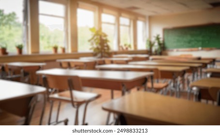 Back to school. Background blurred of an empty classroom. - Powered by Shutterstock