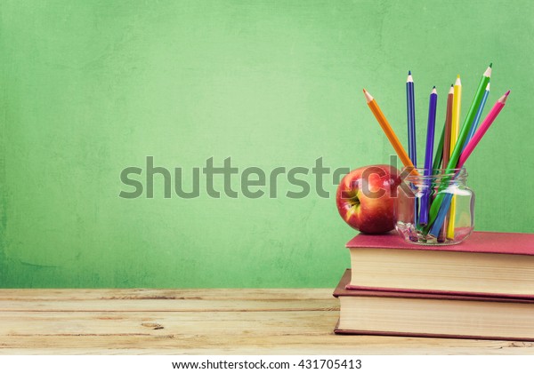 Back School Background Books Color Pencils Stock Photo (Edit Now) 431705413