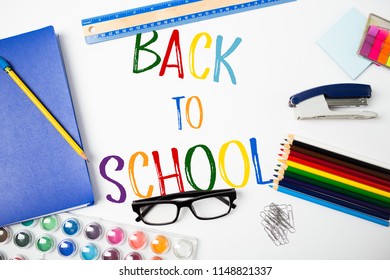 Back School Background School Supplies Stock Photo 1148821337 ...