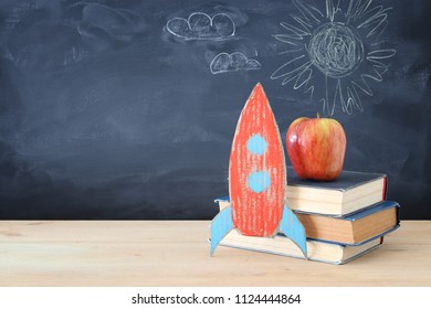 Back School Background Rocket Made Pencils Stock Photo 301162331 ...