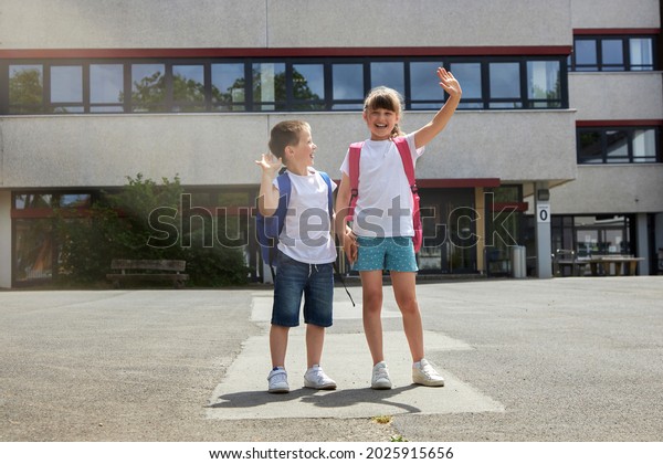 Back School Boy Girl Standing Front Stock Photo 2025915656 | Shutterstock