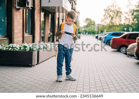 Similar – Image, Stock Photo Little kid walking on rope bridge