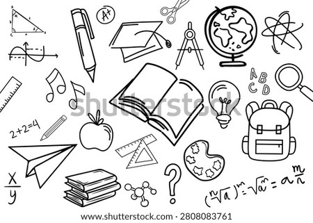 Back to school design elements showcase various educational tools, PNG