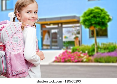 Back To School - Lovely Schoolgirl On The Way To The School