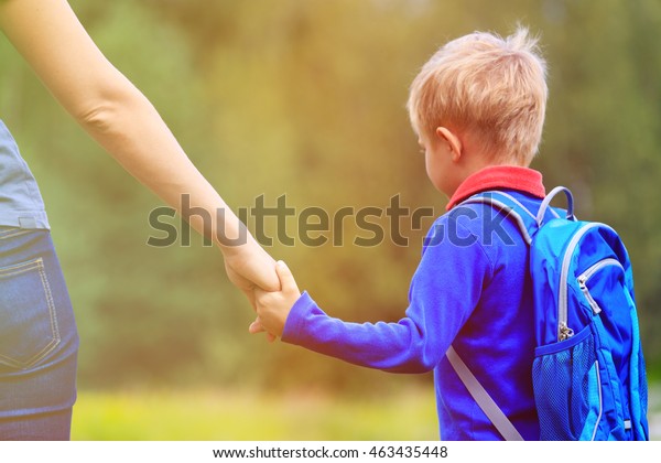 Back School Mother Holding Hand Little Stock Photo 463435448 | Shutterstock