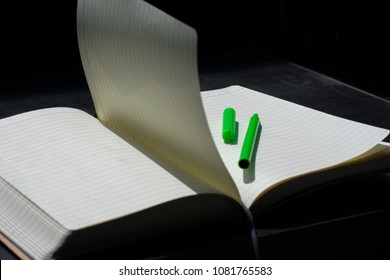 Back To School Noteblock Notebook Green Marker Color Notes Summer Lines