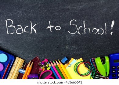 Back School On Chalkboard Bottom Border Stock Photo (Edit Now) 453665641