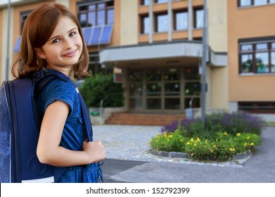 Back to school - portrait of beautiful young schoolgirl, education concept