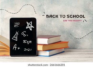 Back to school preparation with learning tools and educational materials on a desk