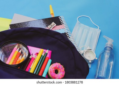 Back School Prevention Covid19 Top View Stock Photo 1803881278 