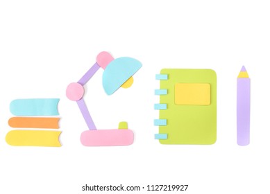 Back To School Set Paper Cut On White Background - Isolated