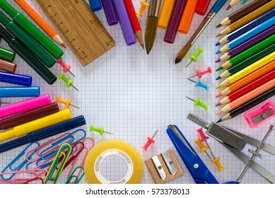 Back School School Stationery Framing School Foto Stock 573378013 ...