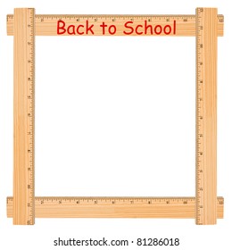 Back To School With Wooden Ruler Border, A School Background