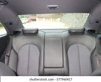 Back Seat Luxury Car - Leather Interior Mixed With Textile Fabric, Headrest, Arm Rest, Coupe Car Trunk And Parking Sensors Indicator