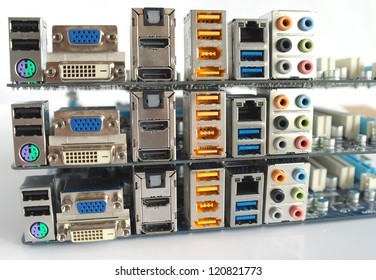 Back side of computer main boards.