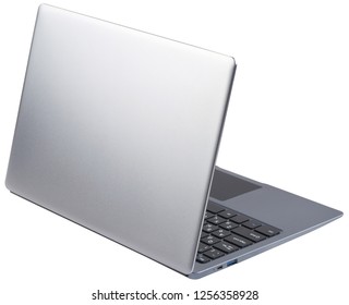 The Back Side Of The Laptop, Isolated On White Background.