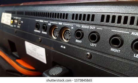 Back side panel of modern piano or organ for more function, option recording or audio mode