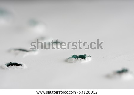 back side of paper target with bullet holes