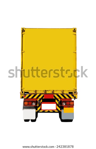 Back side of\
truck parking on white\
background