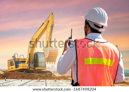 A back site construction engineer at construction site