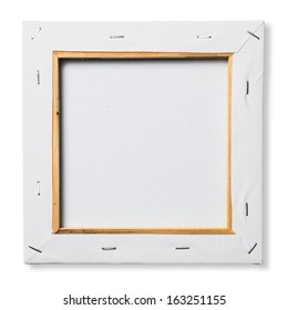 Back Of Square Canvas Frame Isolated On White Background (with Clipping Path)