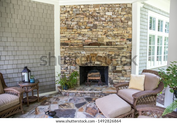 Back Stone Patio Porch Large Home Stock Photo Edit Now 1492826864