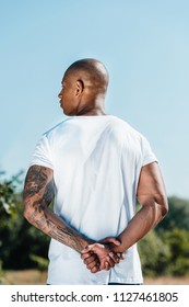 Tattooed soldier tugging