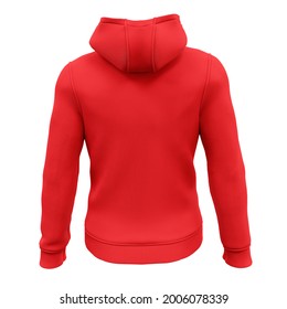 Back View Amazing Men's Zip Up Hoodie Mockup In Racing Red Color Will Help You Customize Your Logo Or Designs Like A Pro.
