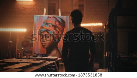 Similar – Image, Stock Photo Backlit portrait of a young man in front of a beach dune