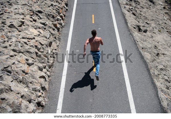 Back View Athletic Young Man Running Stock Photo 2008773335 | Shutterstock