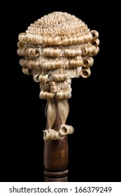 Back view of an authentic barrister's or judge's wig
