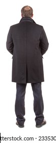 Back View Of Coat On Man. Isolated On A White Background.