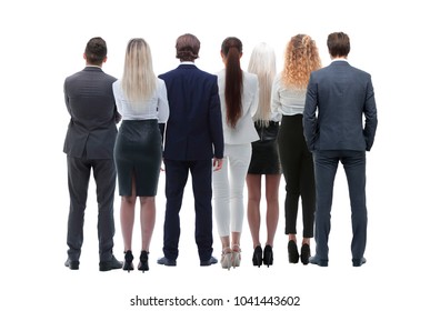 Back View Group Of Business People. Rear View. Isolated Over White Background.