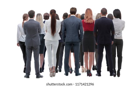 Back View Group Of Business People. Rear View. Isolated Over White Background.