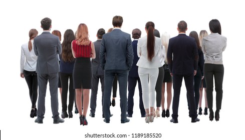 Back View Group Of Business People. Rear View. Isolated Over White Background.